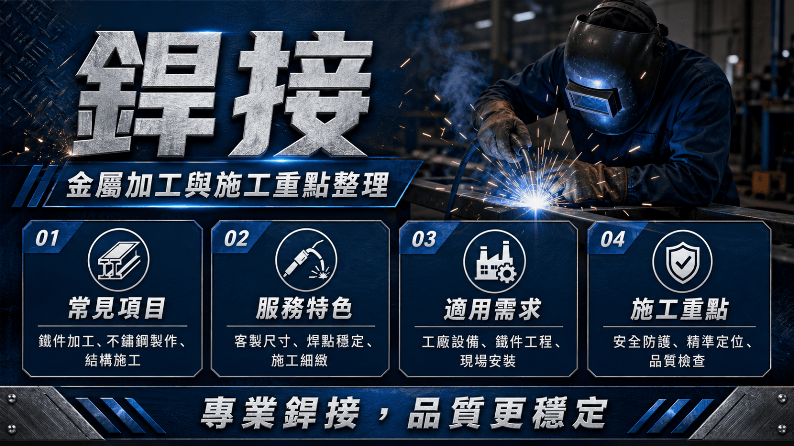 銲接是金屬加工與結構製作中常見的重要工法