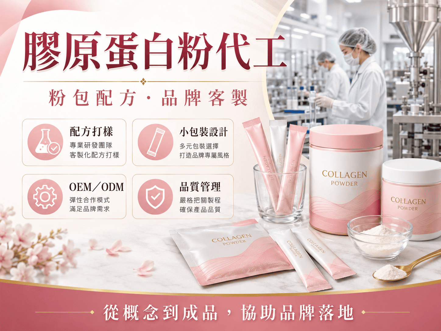 膠原蛋白粉代工是美容保健品牌常見的產品開發方向